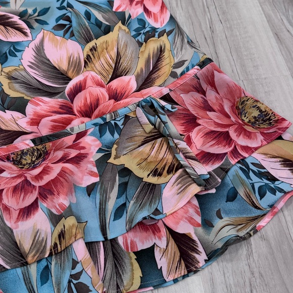 DD Collection Midi Skirt Floral 100% Silk Vintage - Picture 2 of 7